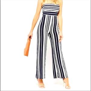 💙Forever 21 Striped Strapless Jumpsuit